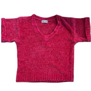 Vintage Chunky Knit Chic Pink V-Neck Sweater